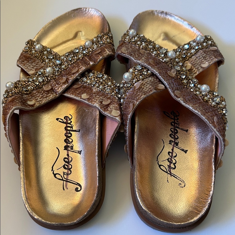 Free People Beaded Sandals - Pink and Gold - Picture 5 of 8